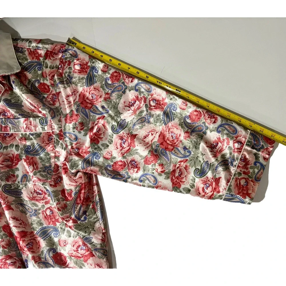 Floral Robe Roses & Paisley LS Buttons Collar Daford XL Cottagecore EUC Lounge